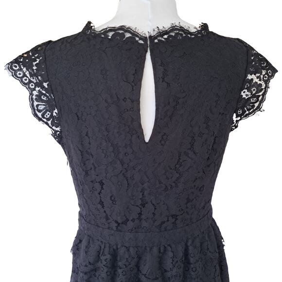 Joie Black Lace Mini Dress Cap Sleeve Coctail Party Size large / 10 - Picture 10 of 13